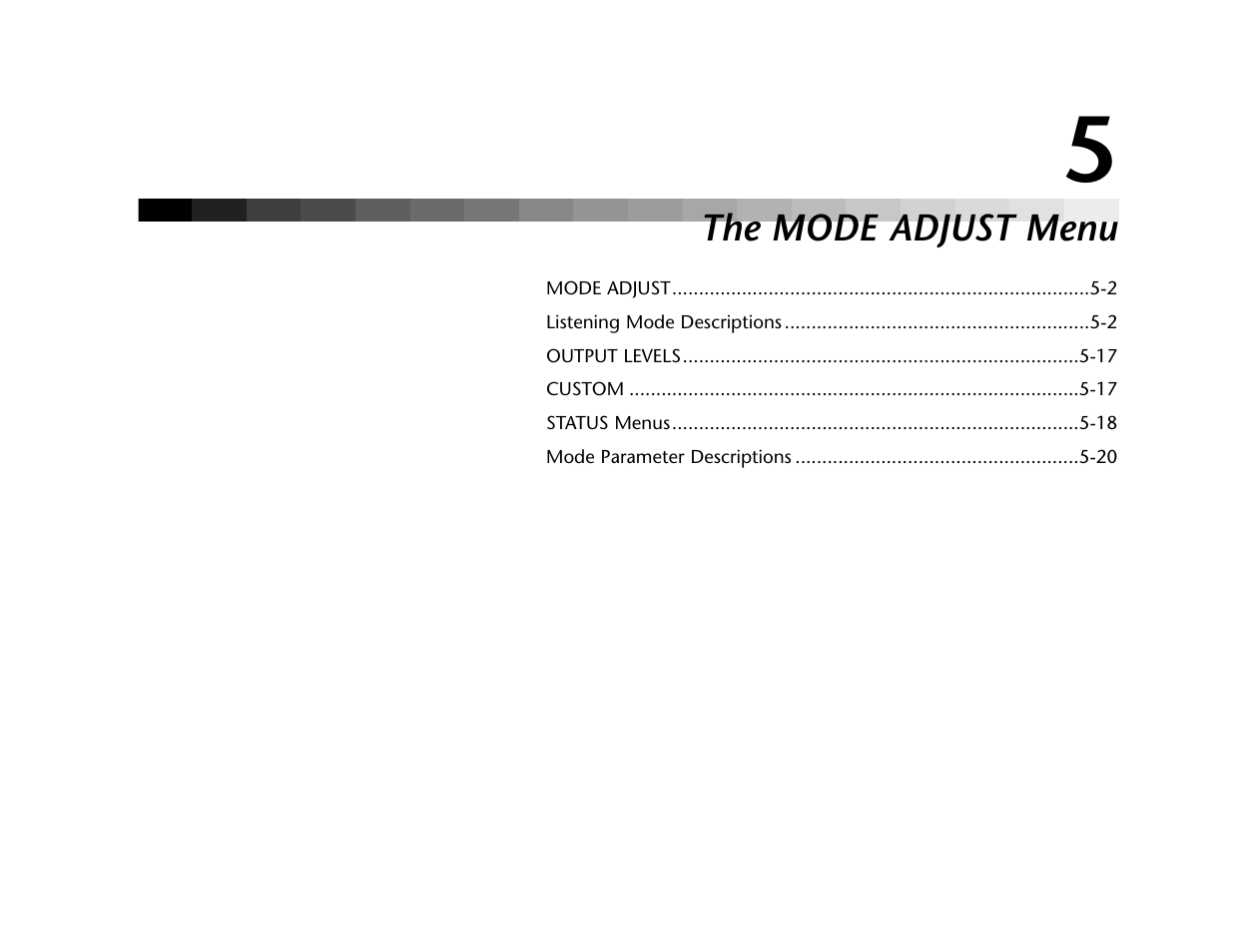 The mode adjust menu | Lexicon SDP-40 User Manual | Page 75 / 120