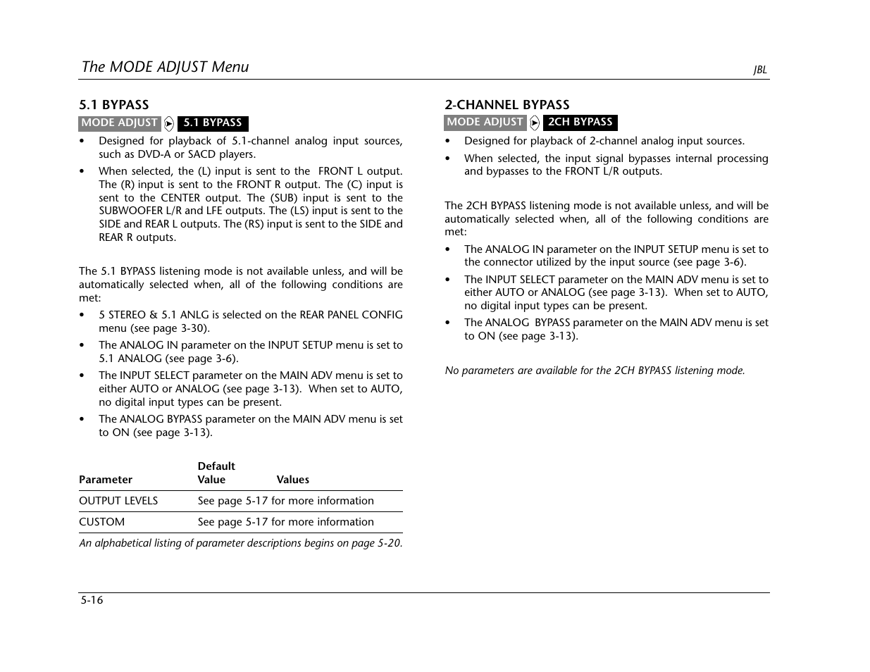 The mode adjust menu | Lexicon SDP-40 User Manual | Page 90 / 120