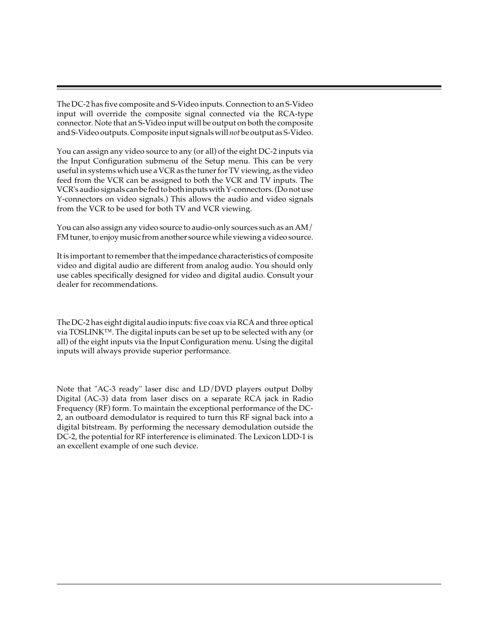 Video connections, Digital audio connections, Ac-3 ready" laser disc and ld/dvd players | Installation | Lexicon DC-2 User Manual | Page 18 / 67