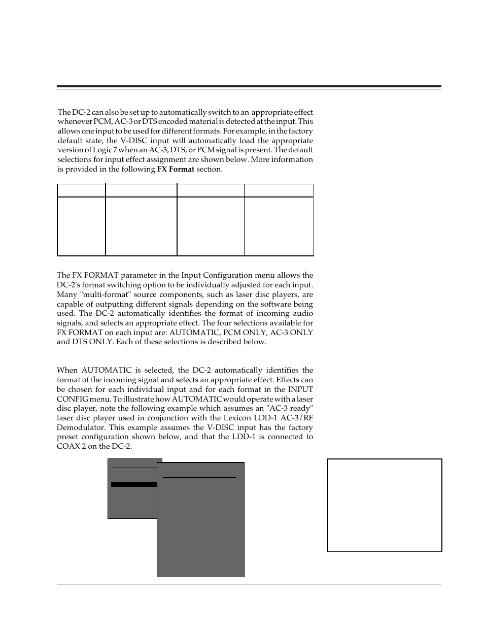 Fx format, Automatic, System configuration | Fx format automatic | Lexicon DC-2 User Manual | Page 25 / 67