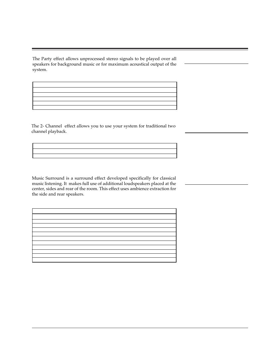 Party, Channel, Music surround | Pcm effects and parameters | Lexicon DC-2 User Manual | Page 45 / 67