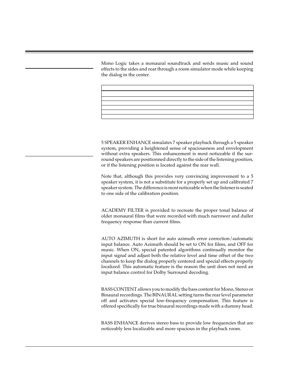 Mono logic, Pcm effect parameters, Pcm effects and parameters | Mono logic pcm effect parameters | Lexicon DC-2 User Manual | Page 48 / 67