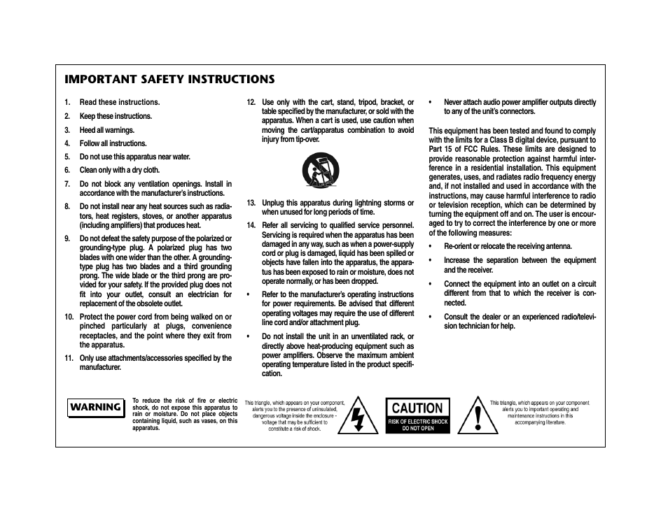 Important safety instructions | Lexicon RV-8 User Manual | Page 2 / 262