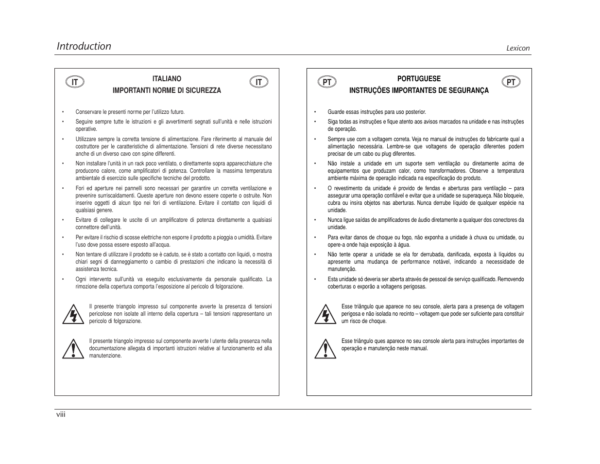 Introduction | Lexicon RT-10 User Manual | Page 10 / 172