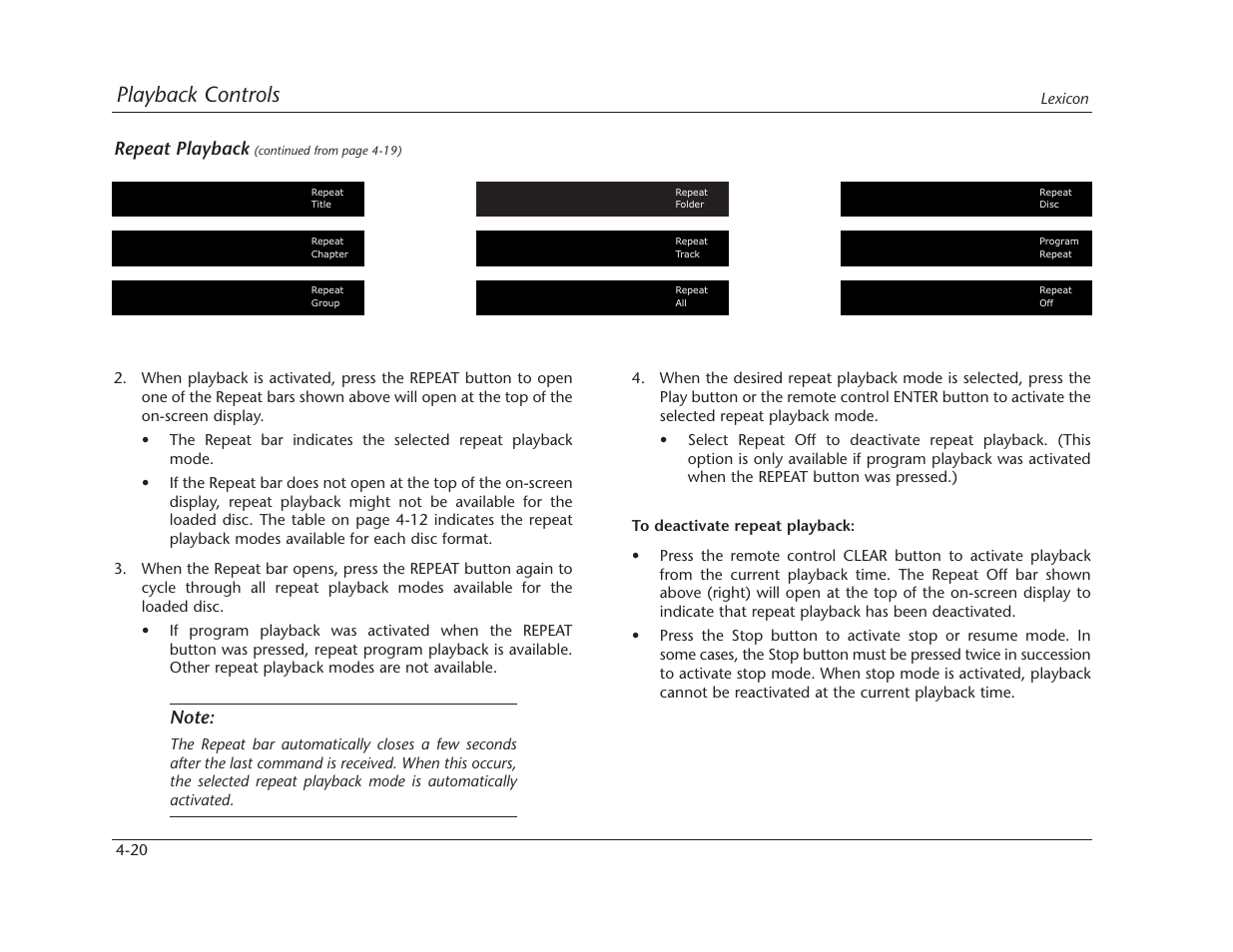 Playback controls | Lexicon RT-10 User Manual | Page 113 / 172