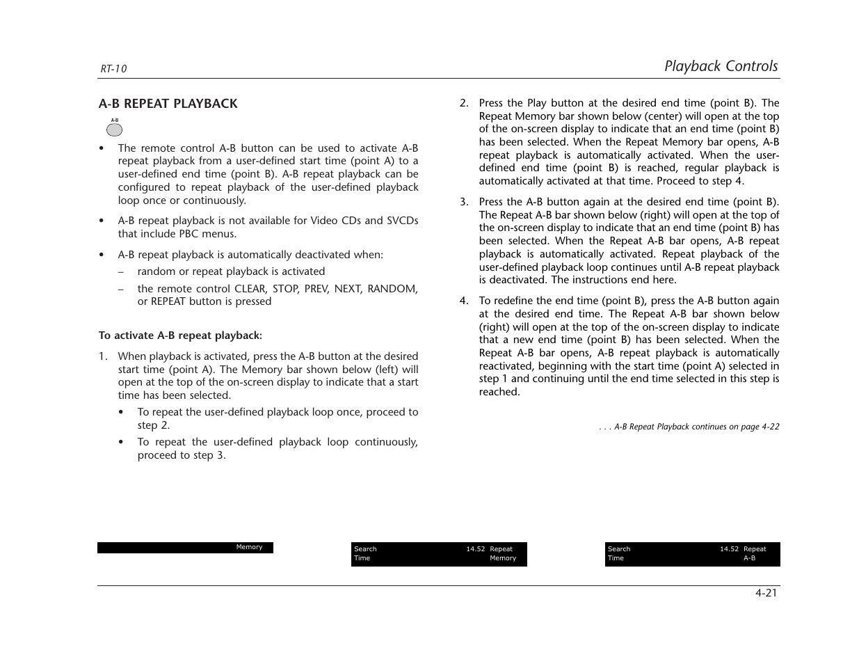 Playback controls | Lexicon RT-10 User Manual | Page 114 / 172