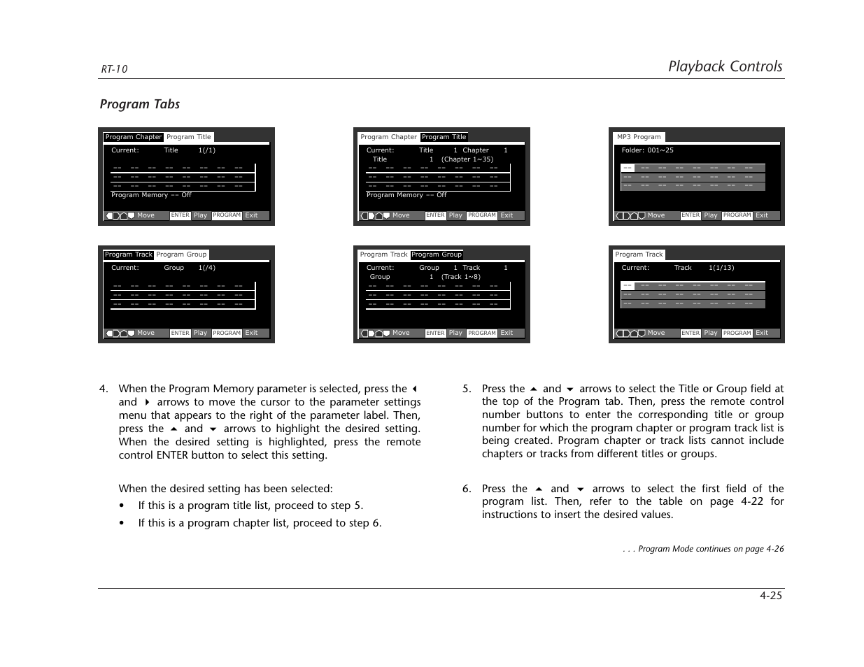 Playback controls, Program tabs | Lexicon RT-10 User Manual | Page 118 / 172