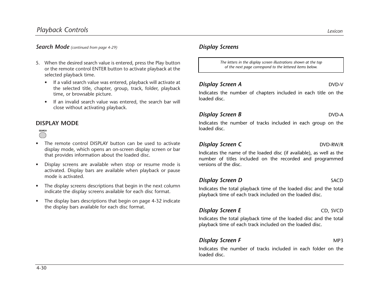 Playback controls | Lexicon RT-10 User Manual | Page 123 / 172