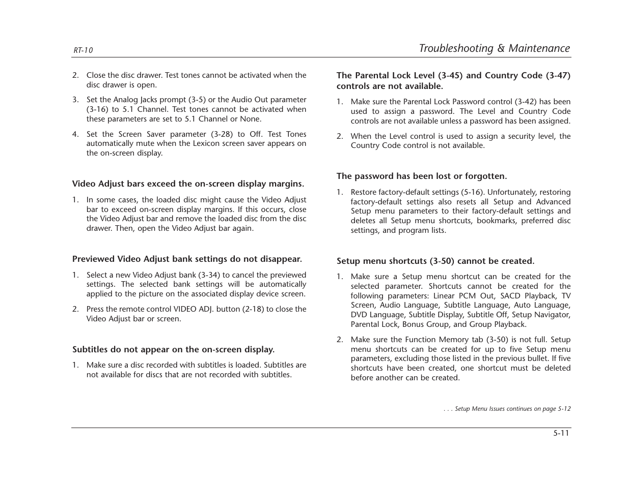 Troubleshooting & maintenance | Lexicon RT-10 User Manual | Page 140 / 172
