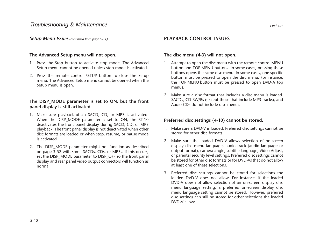 Troubleshooting & maintenance | Lexicon RT-10 User Manual | Page 141 / 172