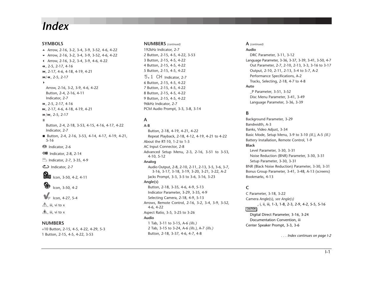 Index | Lexicon RT-10 User Manual | Page 164 / 172