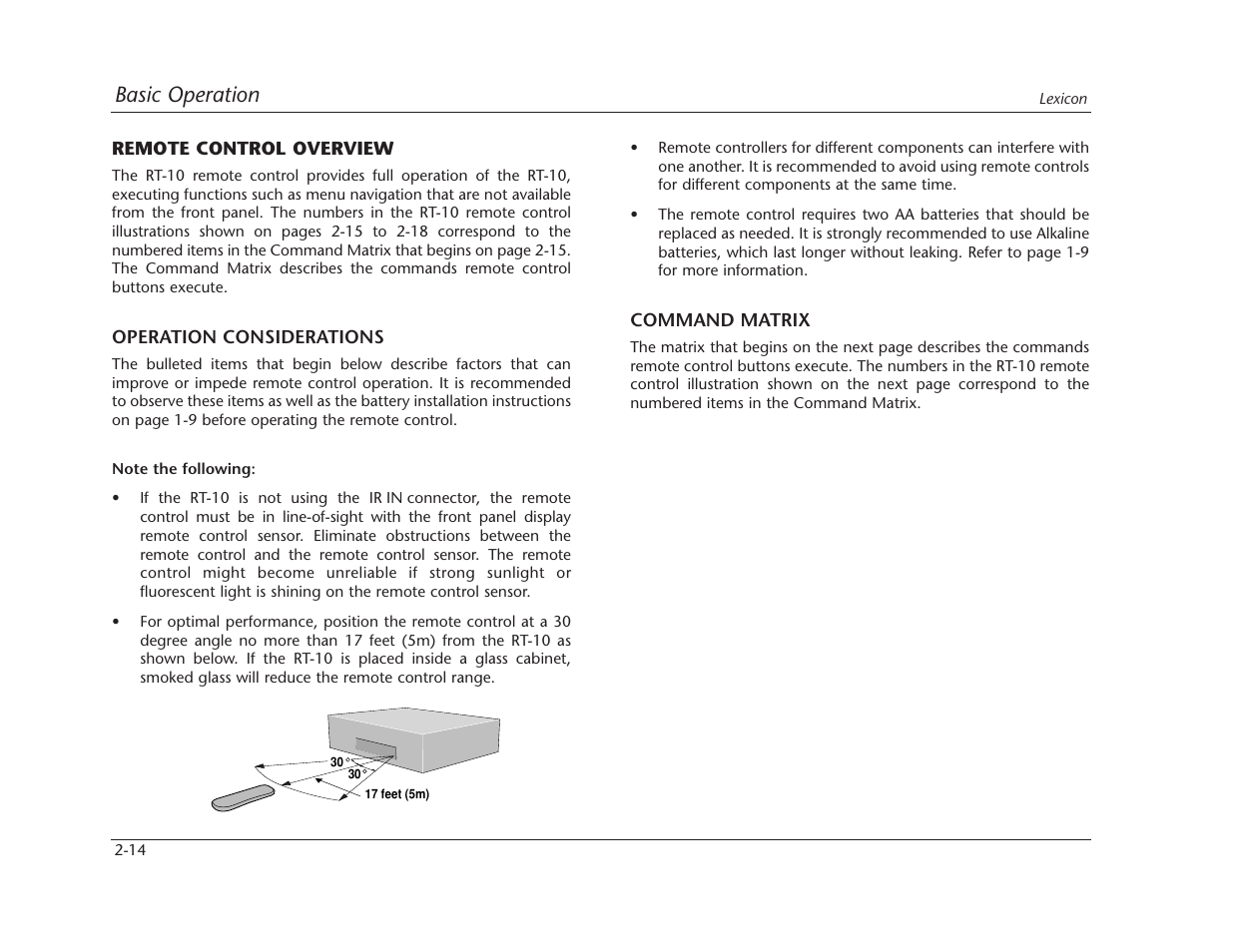 Basic operation | Lexicon RT-10 User Manual | Page 36 / 172