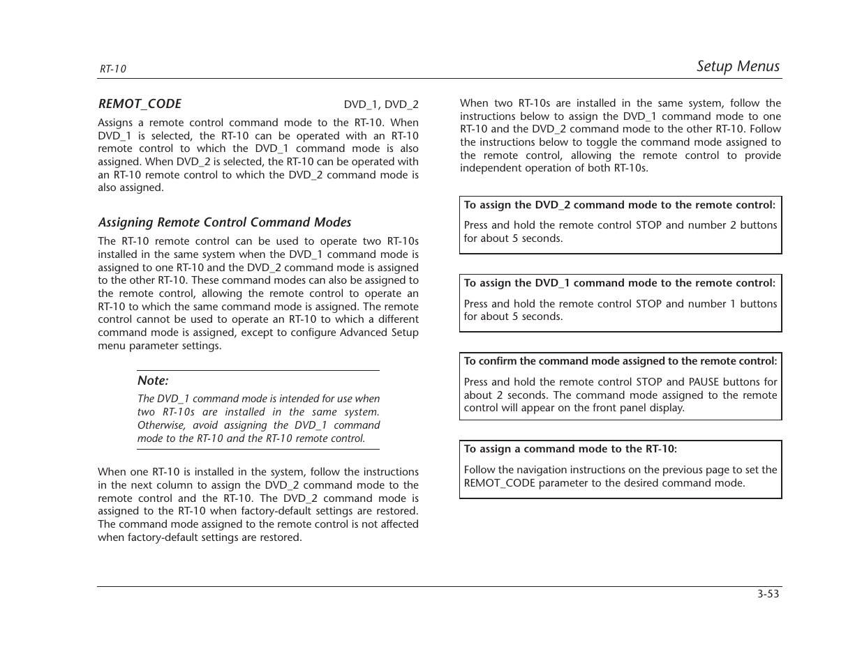 Setup menus | Lexicon RT-10 User Manual | Page 93 / 172