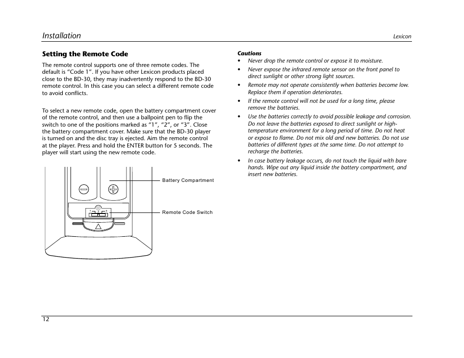 Installation | Lexicon Blu Ray Disc Player BD-30 User Manual | Page 16 / 92