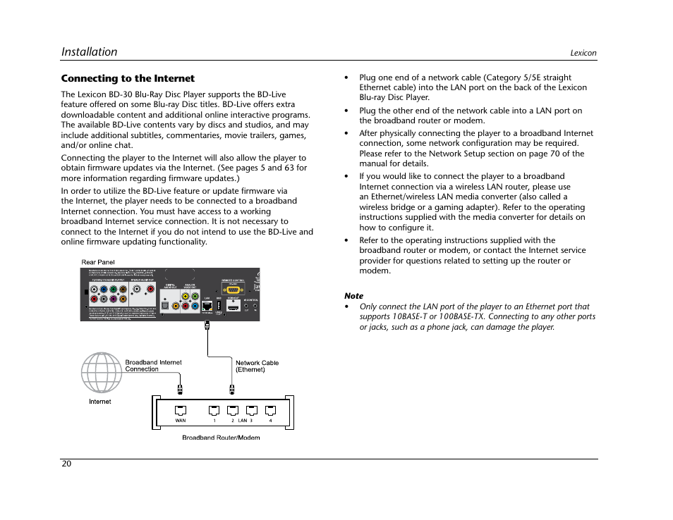 Installation | Lexicon Blu Ray Disc Player BD-30 User Manual | Page 24 / 92
