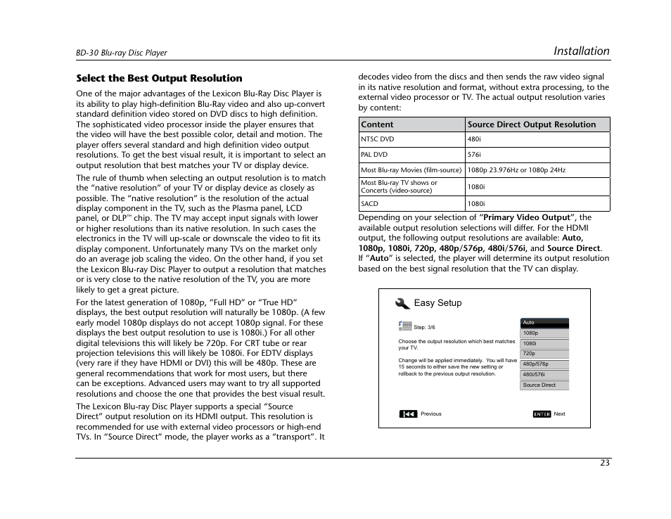 Installation | Lexicon Blu Ray Disc Player BD-30 User Manual | Page 27 / 92