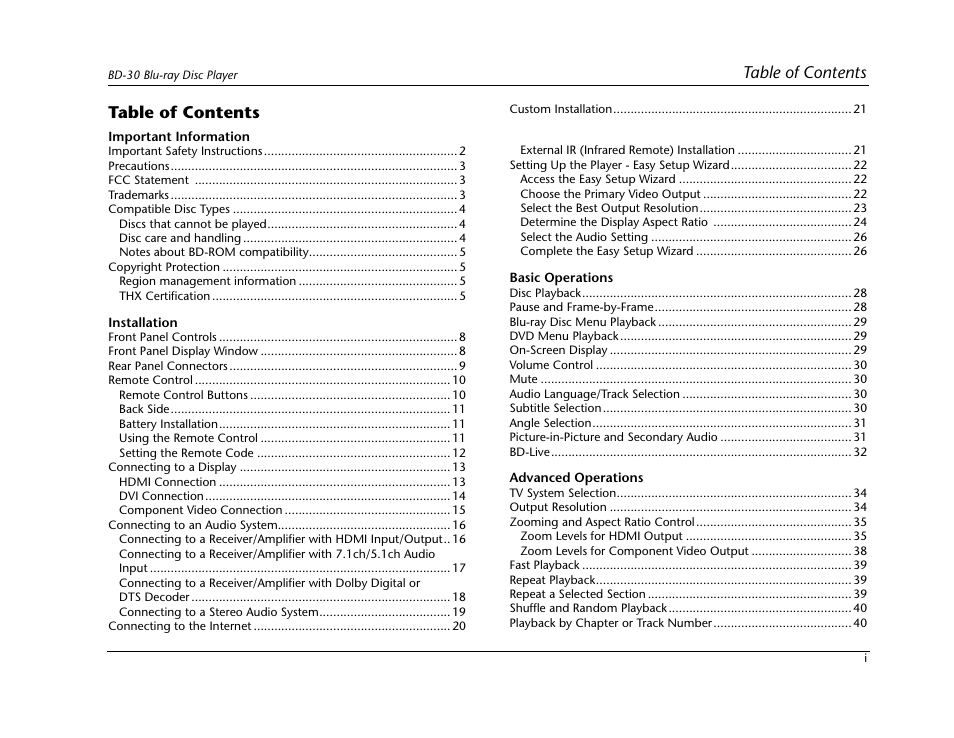 Lexicon Blu Ray Disc Player BD-30 User Manual | Page 3 / 92