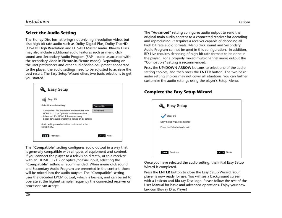 Installation | Lexicon Blu Ray Disc Player BD-30 User Manual | Page 30 / 92
