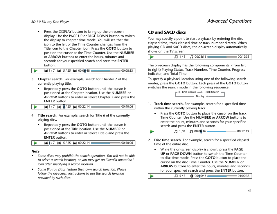 Advanced operations | Lexicon Blu Ray Disc Player BD-30 User Manual | Page 45 / 92