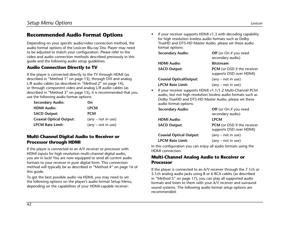 Lexicon Blu Ray Disc Player BD-30 User Manual | Page 66 / 92