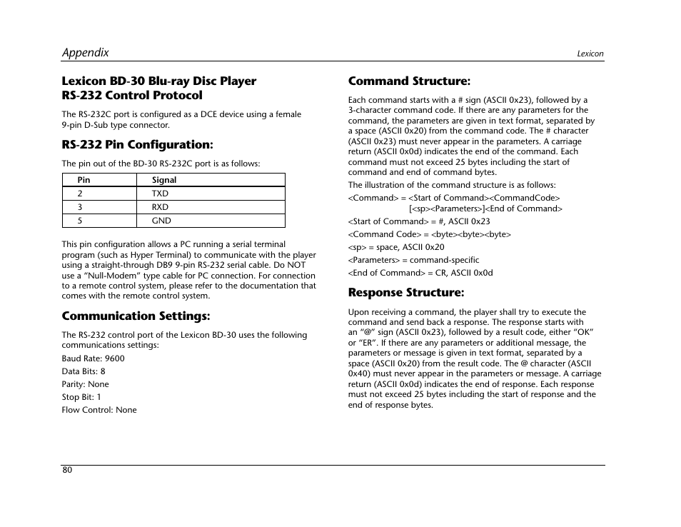 Lexicon Blu Ray Disc Player BD-30 User Manual | Page 84 / 92