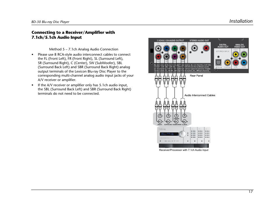 Installation | Lexicon BD-30 User Manual | Page 21 / 92