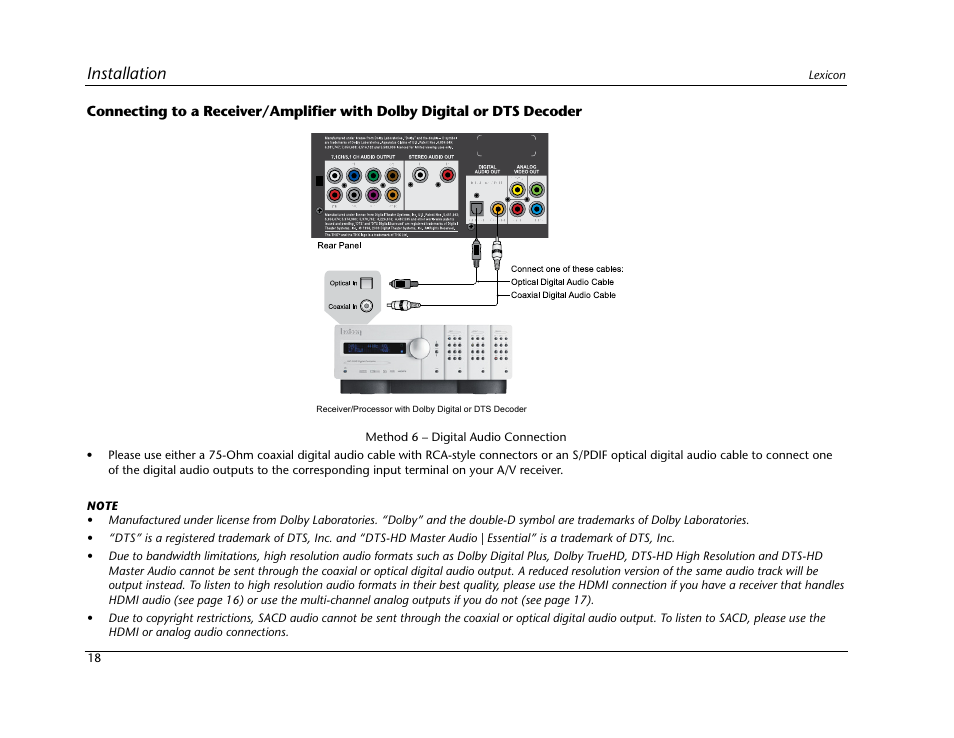 Installation | Lexicon BD-30 User Manual | Page 22 / 92