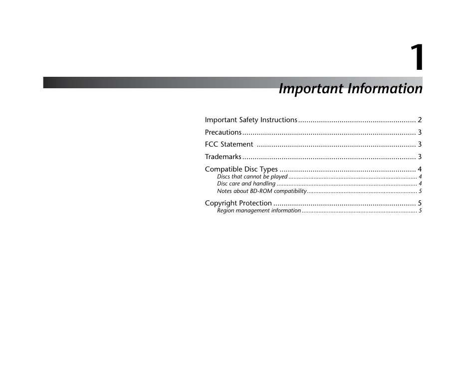 Important information | Lexicon BD-30 User Manual | Page 5 / 92