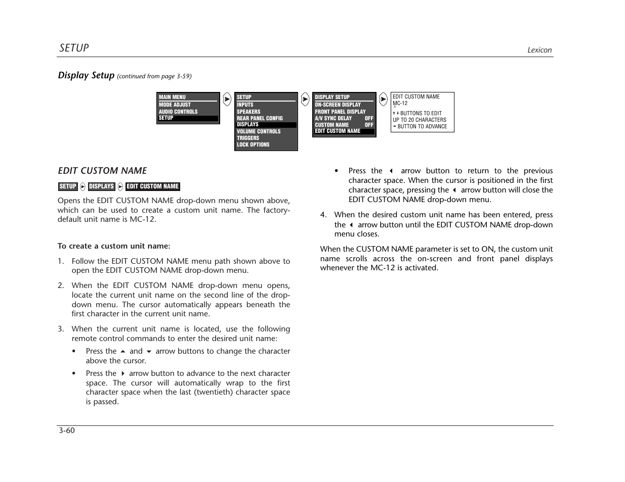 Setup | Lexicon MC-12 Digital Controller Lexicon MC-12 User Manual | Page 102 / 194