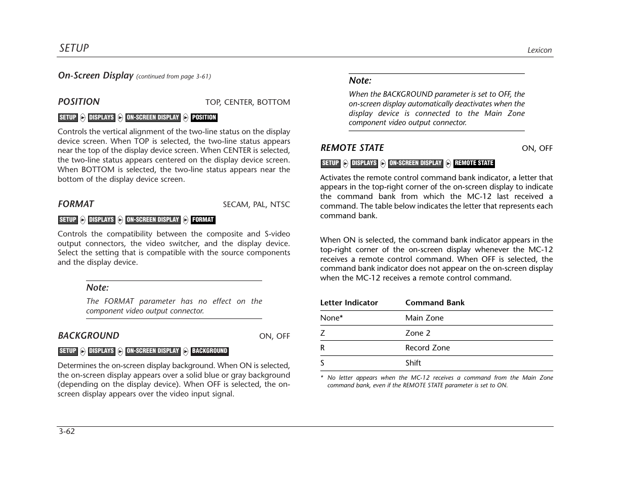 Setup | Lexicon MC-12 Digital Controller Lexicon MC-12 User Manual | Page 104 / 194