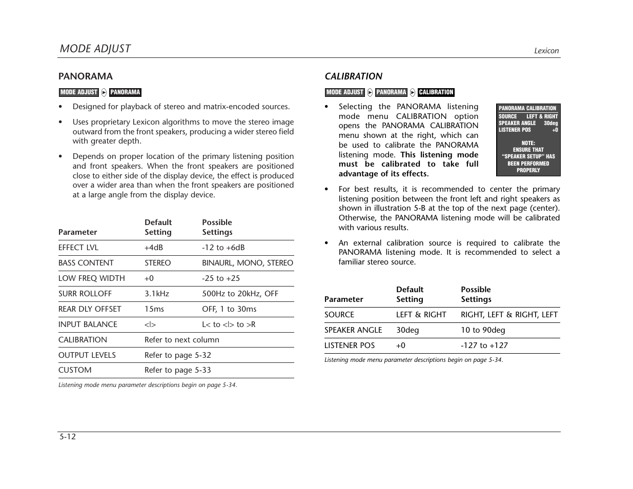 Mode adjust | Lexicon MC-12 Digital Controller Lexicon MC-12 User Manual | Page 128 / 194