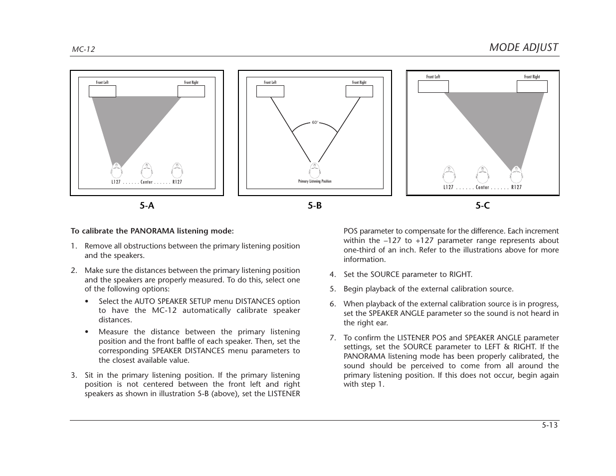 Mode adjust, A 5-b 5-c | Lexicon MC-12 Digital Controller Lexicon MC-12 User Manual | Page 129 / 194