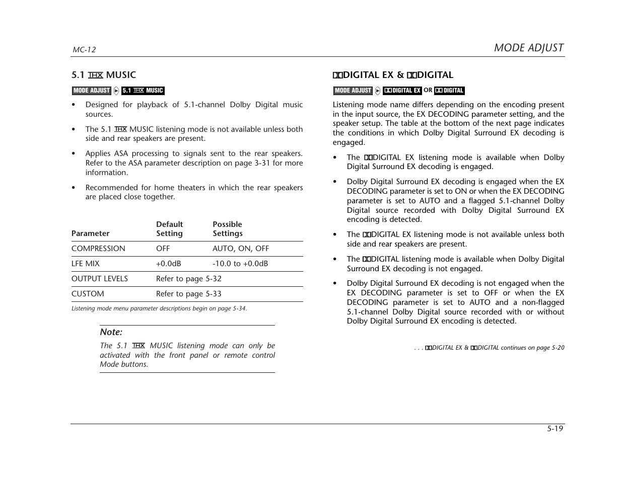 Mode adjust | Lexicon MC-12 Digital Controller Lexicon MC-12 User Manual | Page 135 / 194