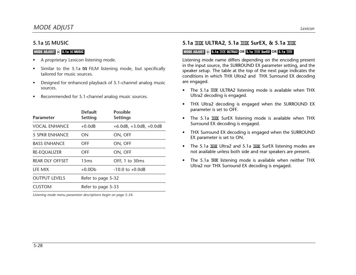 Mode adjust | Lexicon MC-12 Digital Controller Lexicon MC-12 User Manual | Page 144 / 194