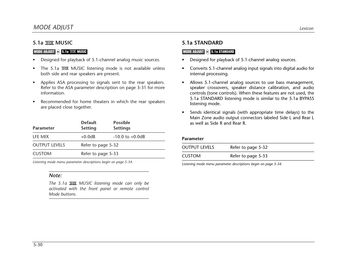 Mode adjust | Lexicon MC-12 Digital Controller Lexicon MC-12 User Manual | Page 146 / 194