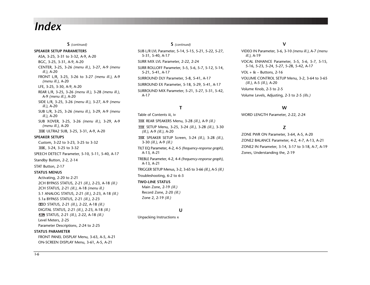 Index | Lexicon MC-12 Digital Controller Lexicon MC-12 User Manual | Page 190 / 194