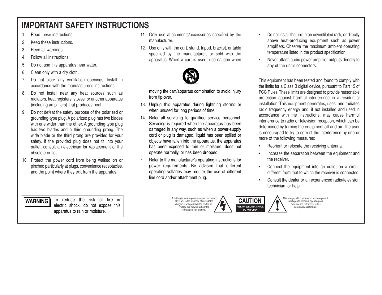 Important safety instructions, Caution | Lexicon MC-12 Digital Controller Lexicon MC-12 User Manual | Page 2 / 194