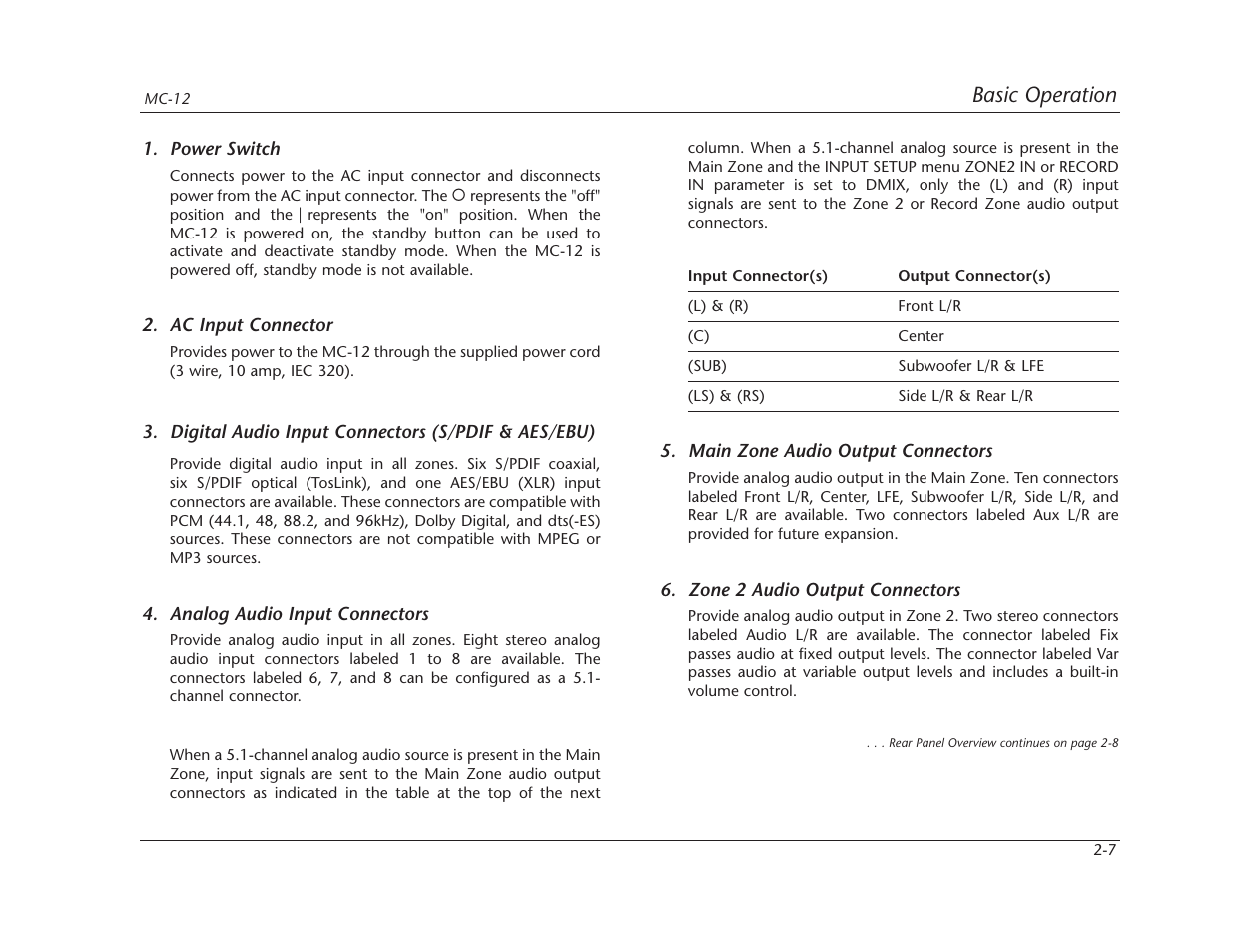 Basic operation | Lexicon MC-12 Digital Controller Lexicon MC-12 User Manual | Page 24 / 194