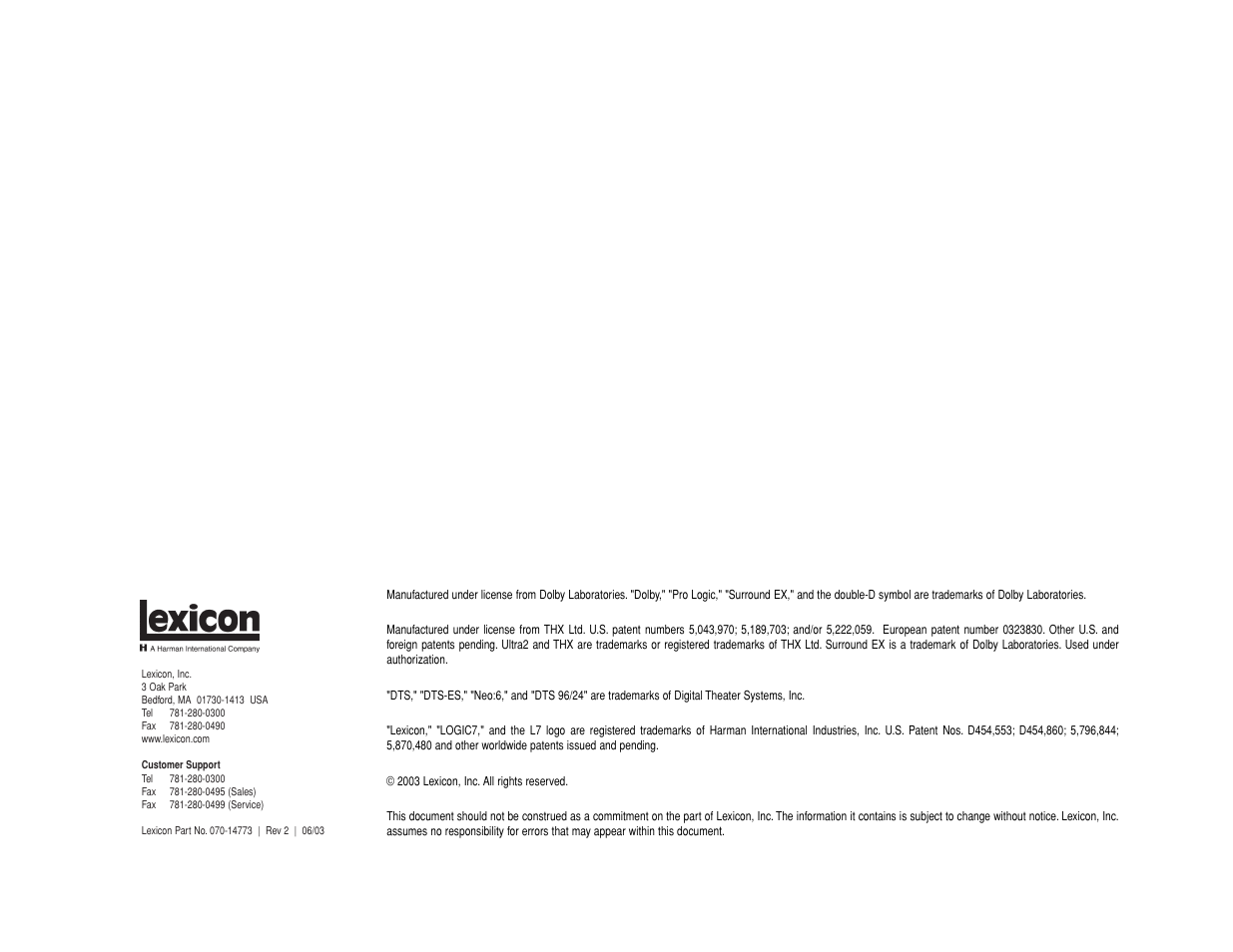 Lexicon MC-12 Digital Controller Lexicon MC-12 User Manual | Page 3 / 194