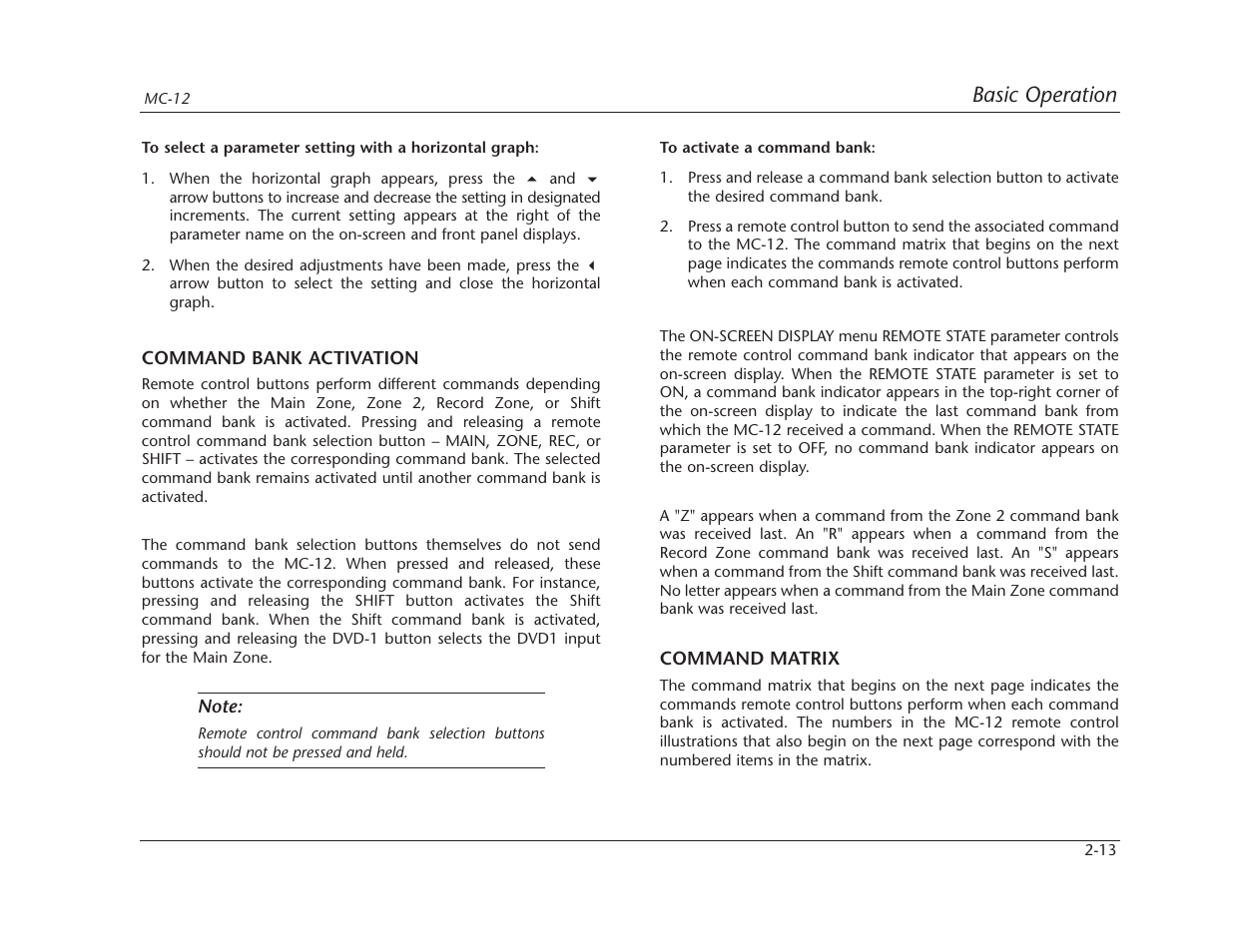 Basic operation | Lexicon MC-12 Digital Controller Lexicon MC-12 User Manual | Page 30 / 194