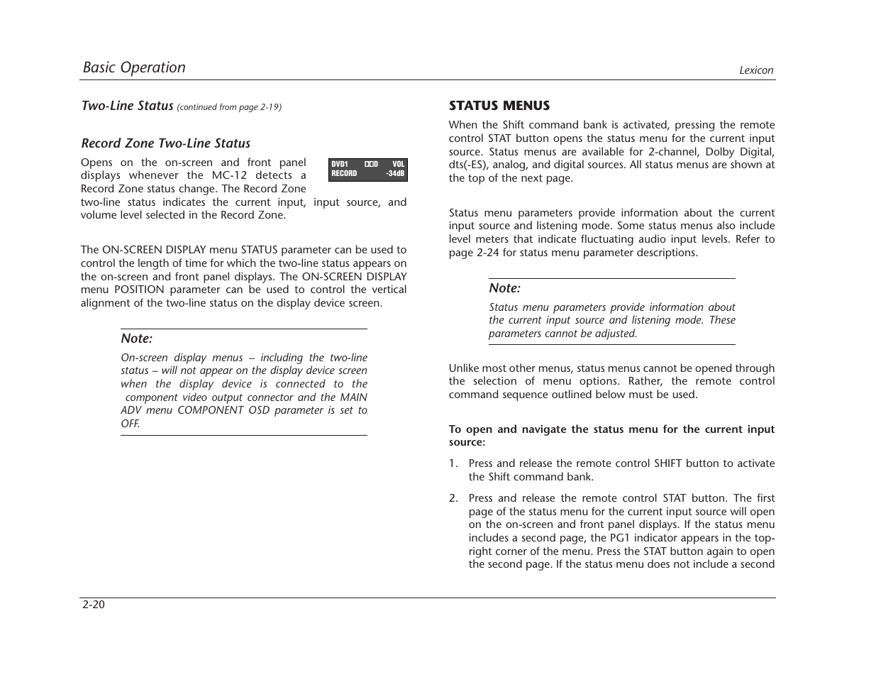 Basic operation | Lexicon MC-12 Digital Controller Lexicon MC-12 User Manual | Page 37 / 194