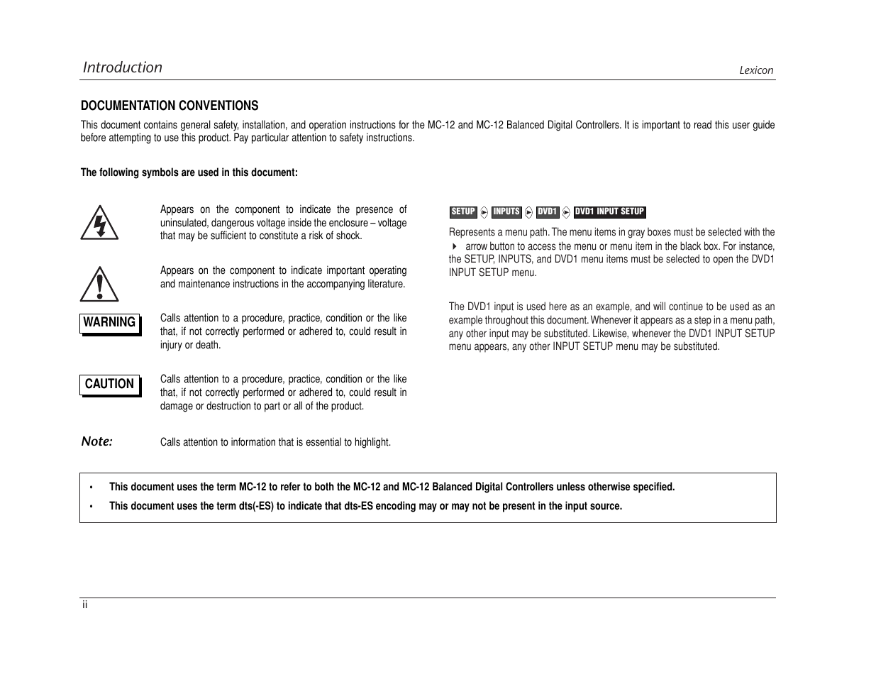 Introduction | Lexicon MC-12 Digital Controller Lexicon MC-12 User Manual | Page 4 / 194