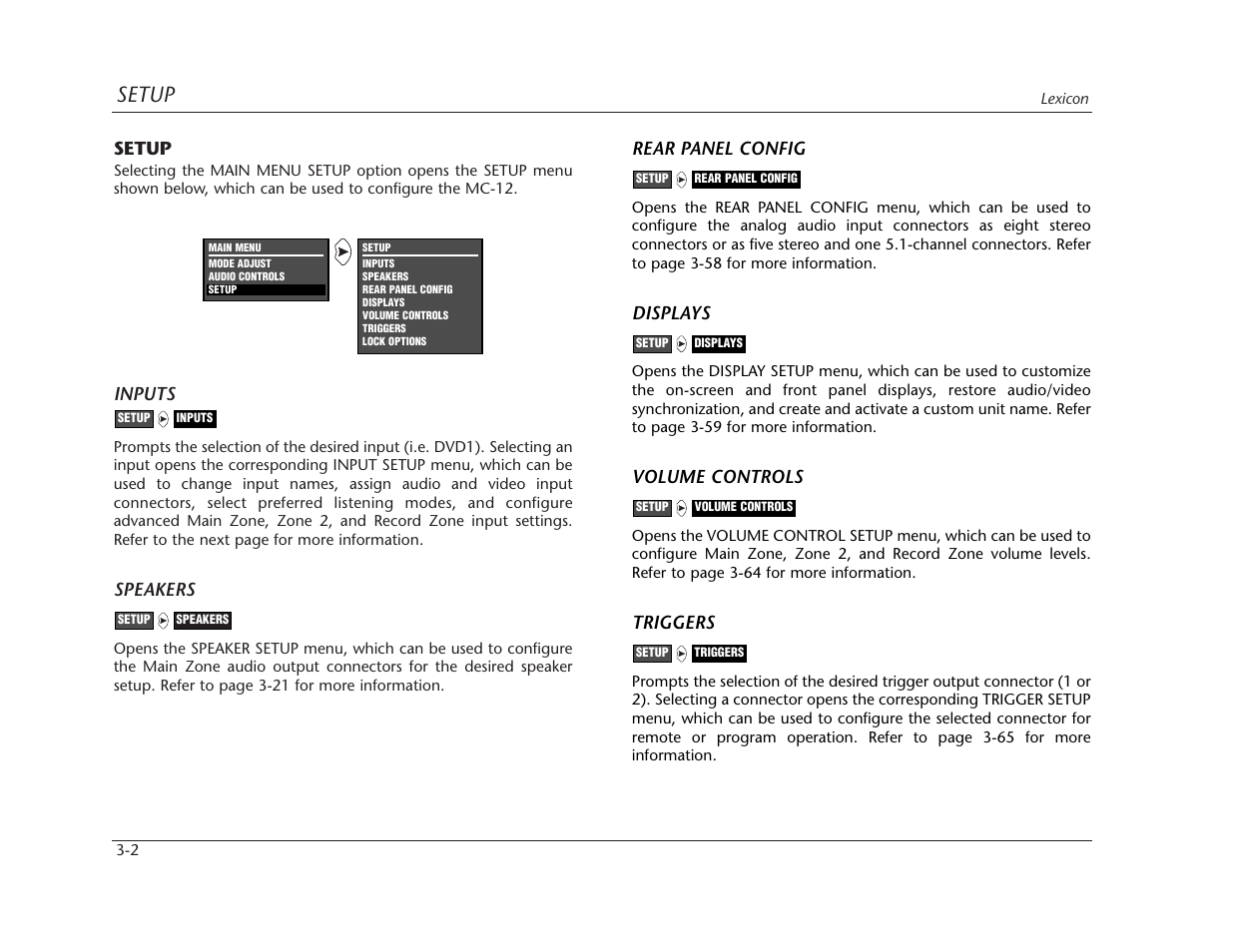 Setup | Lexicon MC-12 Digital Controller Lexicon MC-12 User Manual | Page 44 / 194