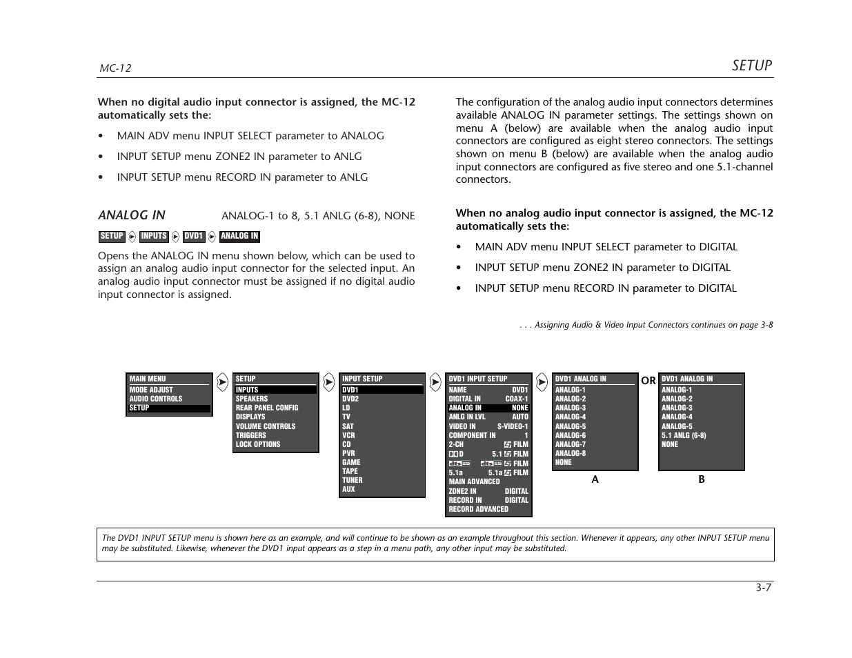 Setup, Analog in | Lexicon MC-12 Digital Controller Lexicon MC-12 User Manual | Page 49 / 194