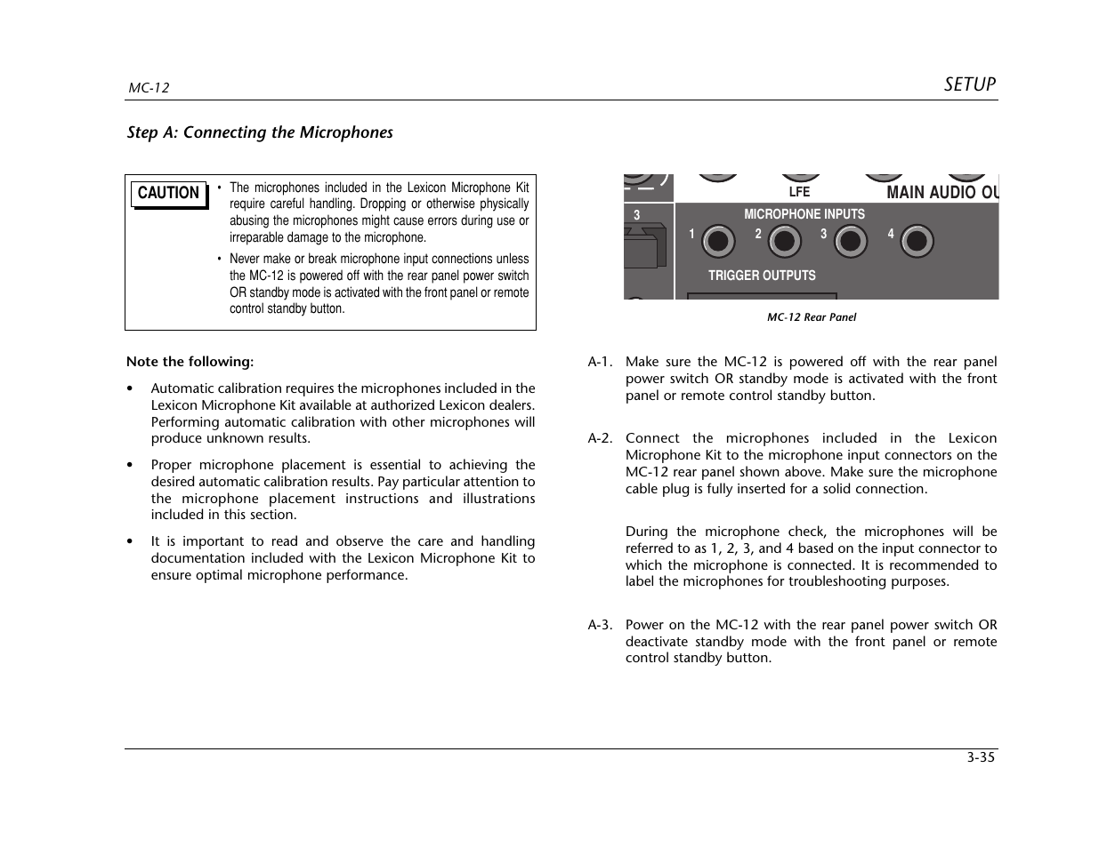 Setup | Lexicon MC-12 Digital Controller Lexicon MC-12 User Manual | Page 77 / 194