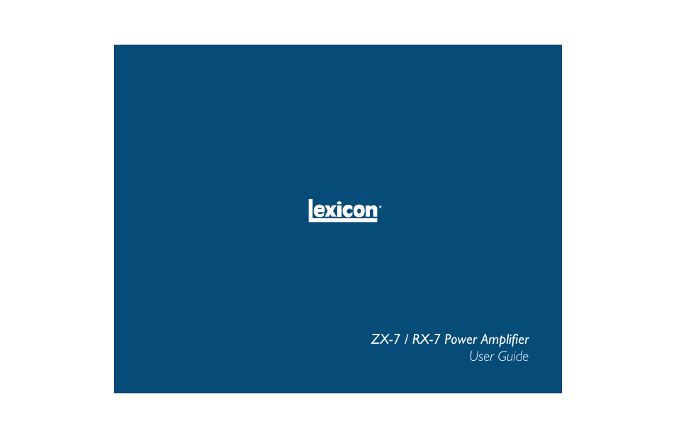 Lexicon Power Amplifier RX-7 User Manual | 32 pages