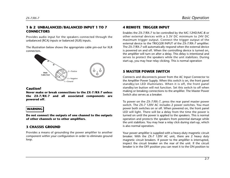 Basic operation | Lexicon Power Amplifier RX-7 User Manual | Page 17 / 32