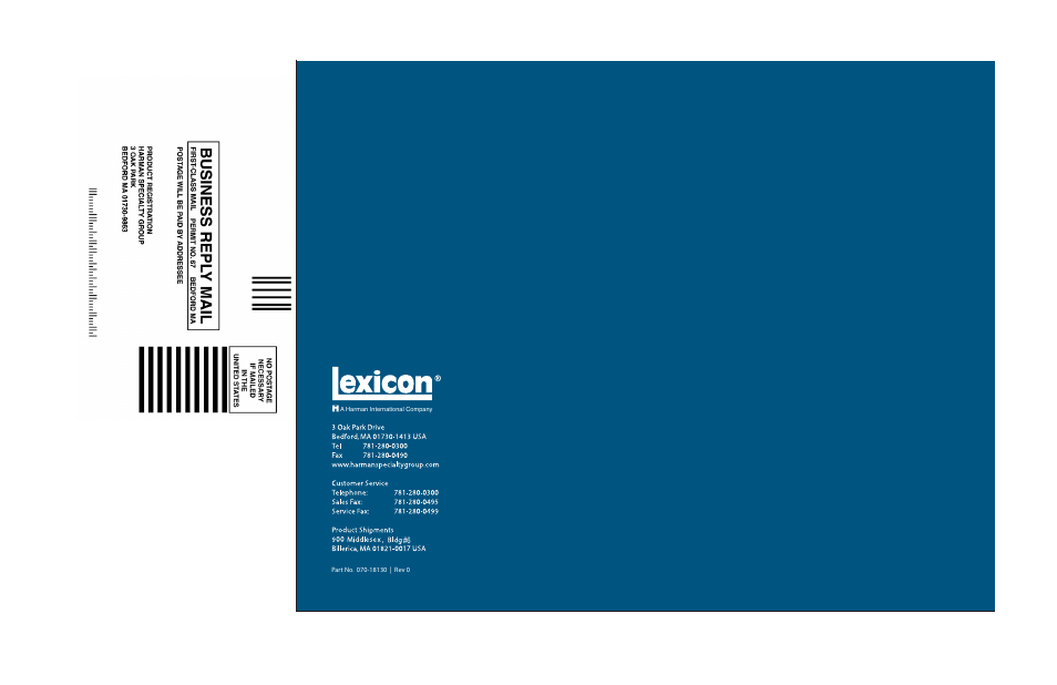 Lexicon Power Amplifier RX-7 User Manual | Page 32 / 32