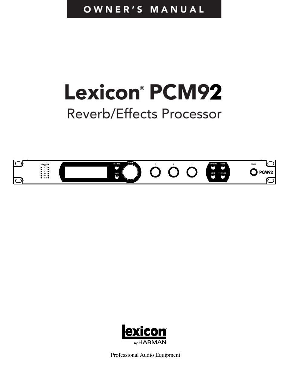 Lexicon PCM92 User Manual | 64 pages