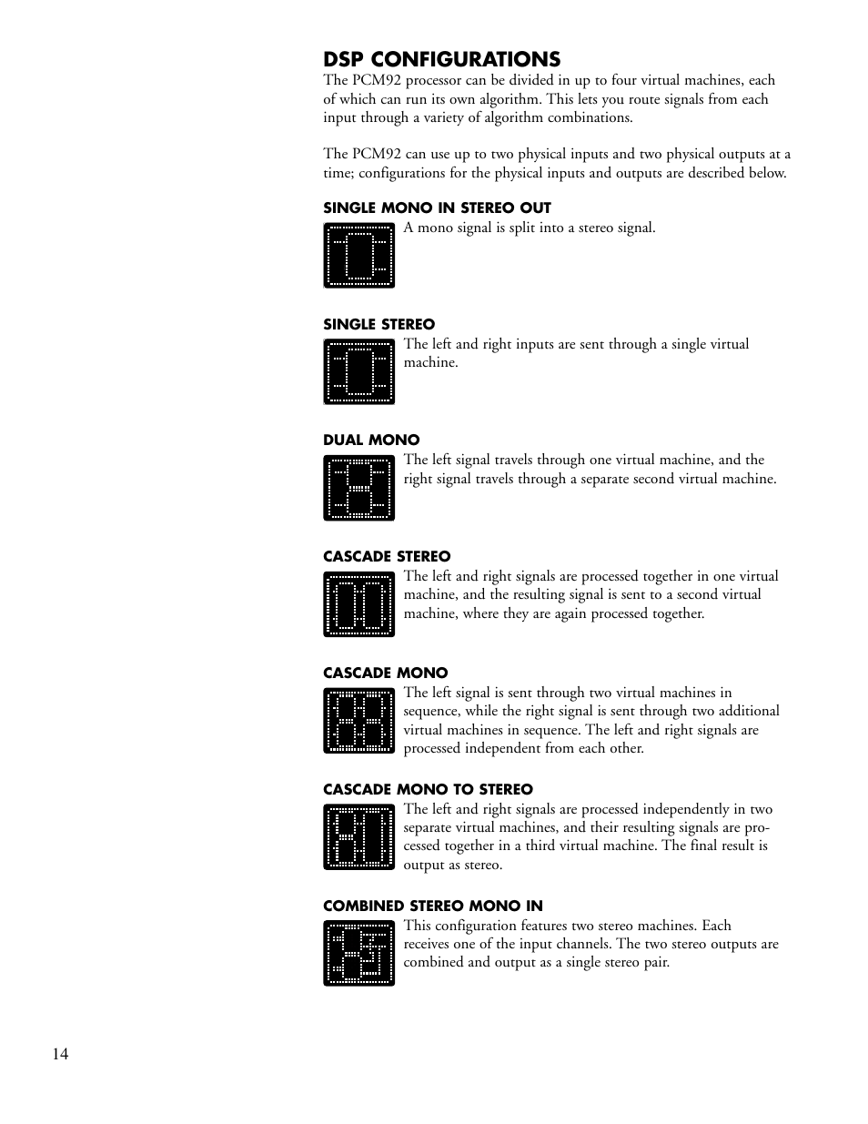 Dsp configurations | Lexicon PCM92 User Manual | Page 20 / 64